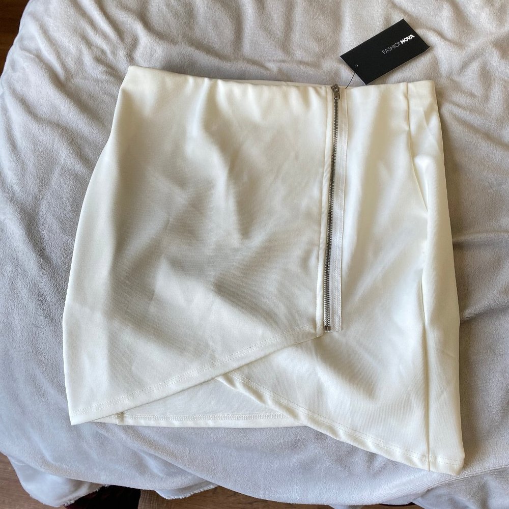 White mini skirt